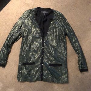 Green sequin blazer